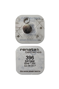 Батарейка (элемент питания) Renata SR726W 396 (0%Hg), в упак 10 шт, 1 штука