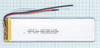 Аккумуляторная батарея Li-Pol (3x38x135мм), 3pin, 3.7В, 2500мАч